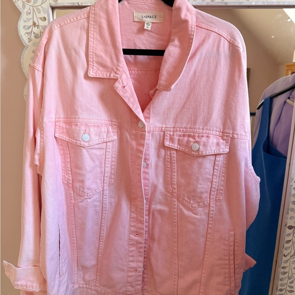 l*space Jackets & Blazers - l*space Pastel Pink Denim Jacket with Chest Pockets
